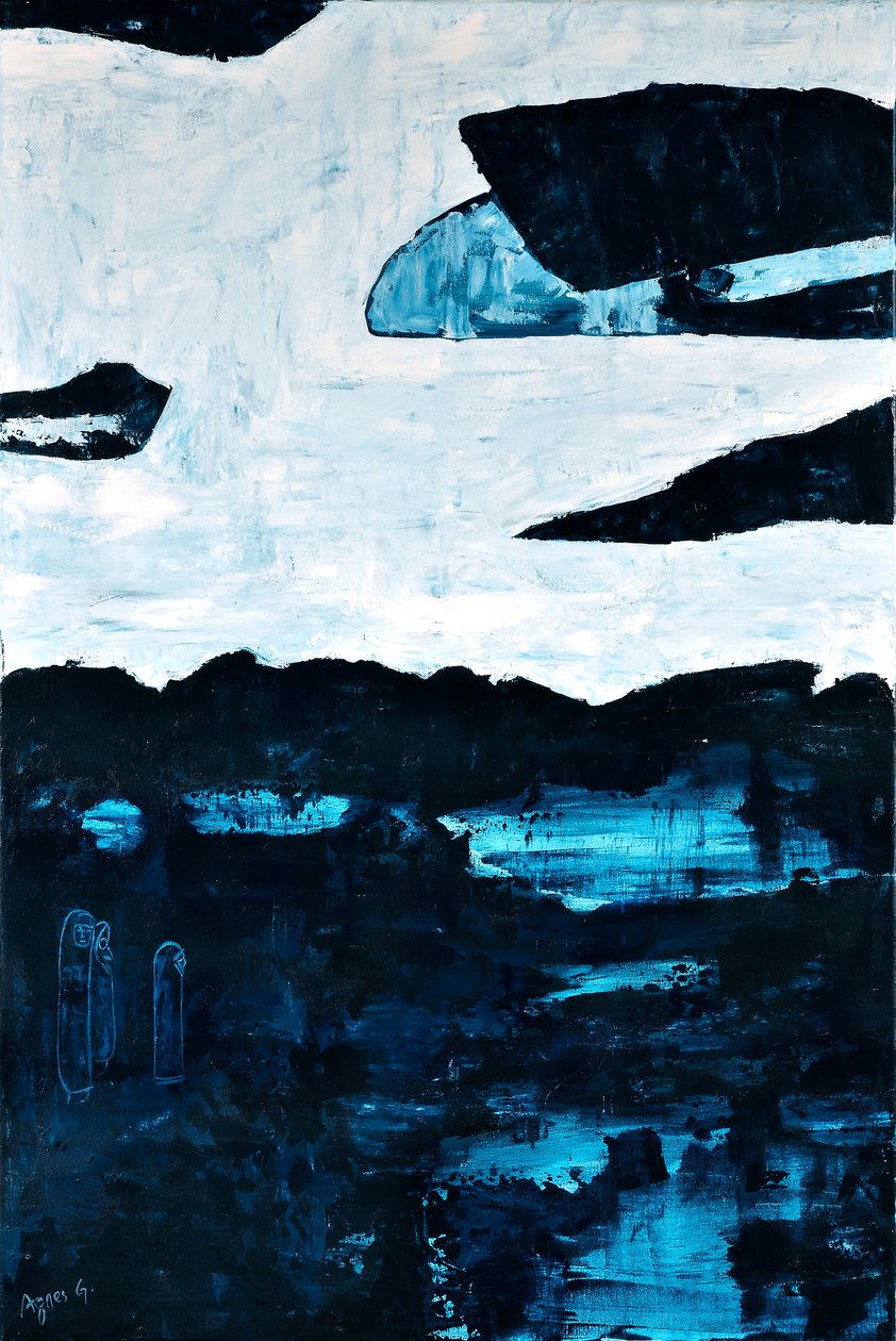 Máshol, 2018 (akril, tinta, vászon) alkotó: Agnes Girardon