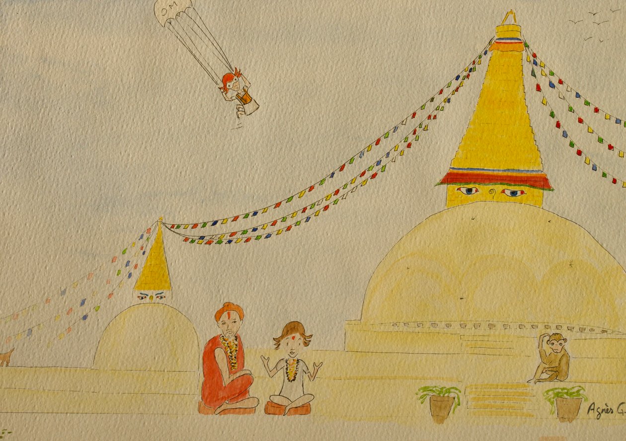 The Voyage, Katmandu, 2015, akvarell papíron alkotó: Agnes Girardon