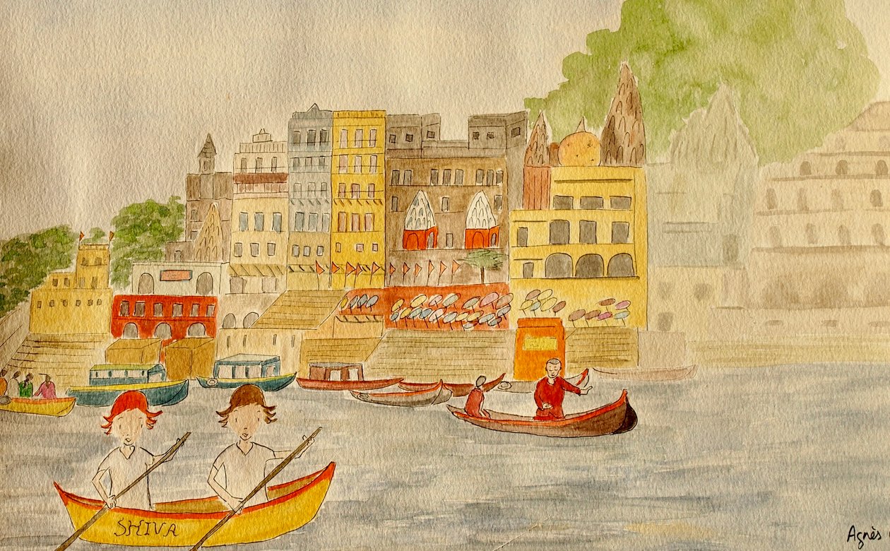 The Voyage, Varanasi, 2015, akvarell papíron alkotó: Agnes Girardon