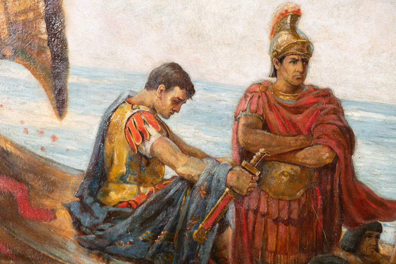Antonius és Kleopátra repülése az actiumi csatából, 1897 körül (olaj, vászon) alkotó: Agnes Pringle
