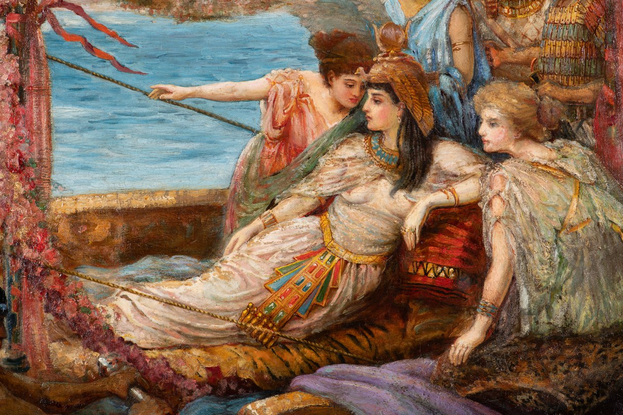 Antonius és Kleopátra repülése az actiumi csatából, 1897 körül (olaj, vászon) alkotó: Agnes Pringle