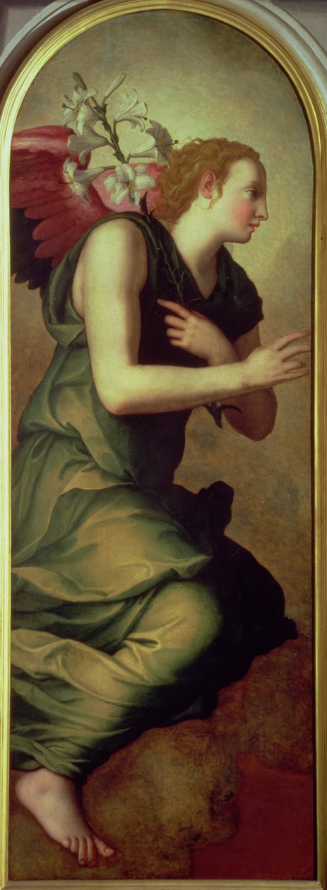 Gábriel arkangyal, egy Angyali üdvözlet bal oldali táblája, 1555 (lásd még: 82441) alkotó: Agnolo Bronzino