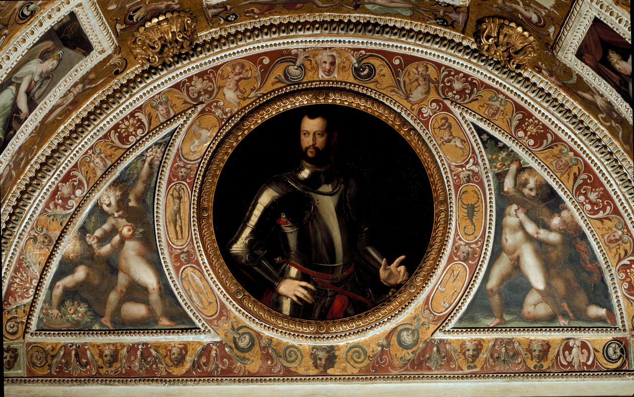 Cosimo I de Medici, Toszkána nagyhercegének és I. Francesco atyjának portréja (Festmény palara alkotó: Agnolo (after) Bronzino