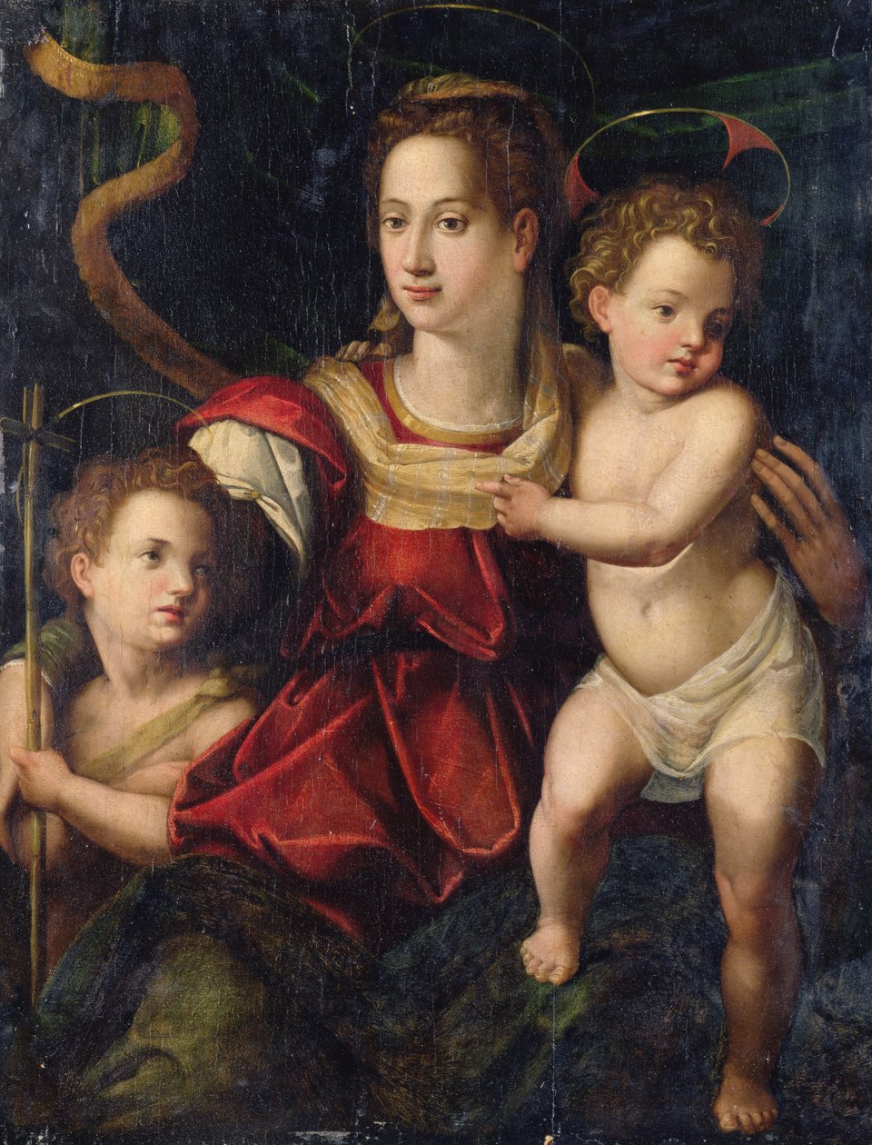 A Madonna és a gyermek Keresztelő Szent János csecsemővel alkotó: Agnolo (after) Bronzino