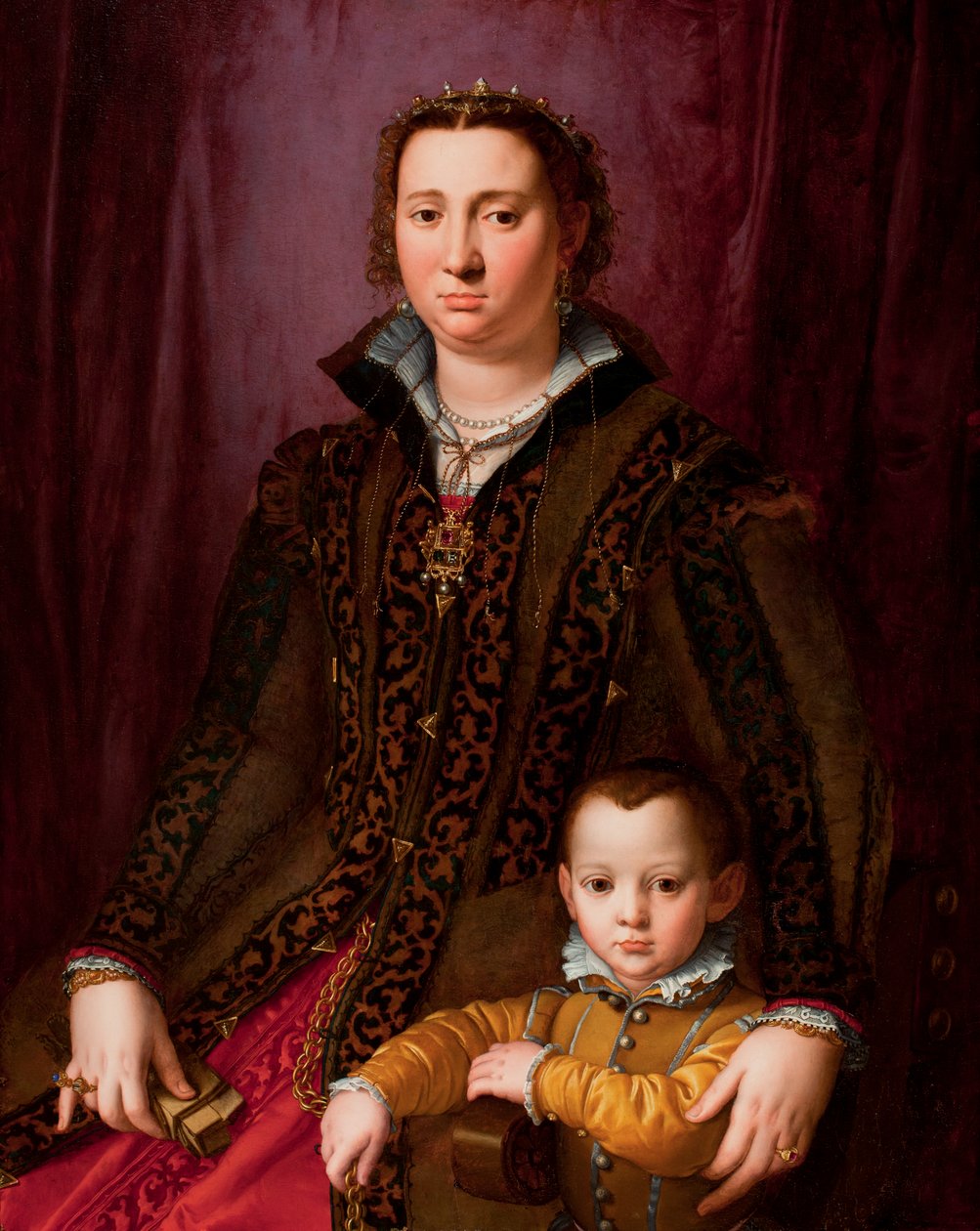 Giovanna Chevara és fia, Giovanni Montalvo portréja, 1560-65 körül (olaj, tábla) alkotó: Agnolo (manner of) Bronzino