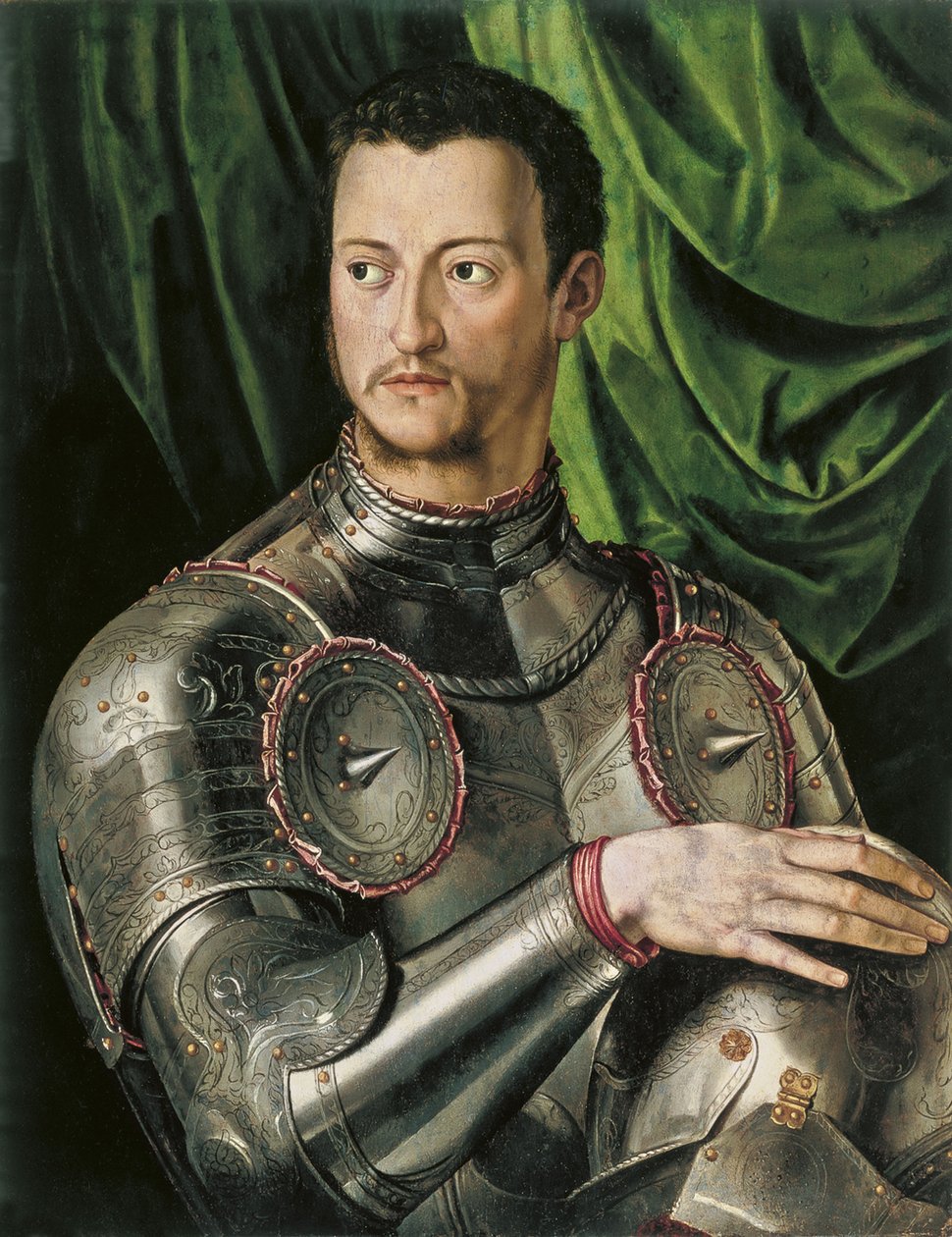 Cosimo I de Medici toszkán nagyherceg portréja páncélban 1519-1574 alkotó: Agnolo Bronzino