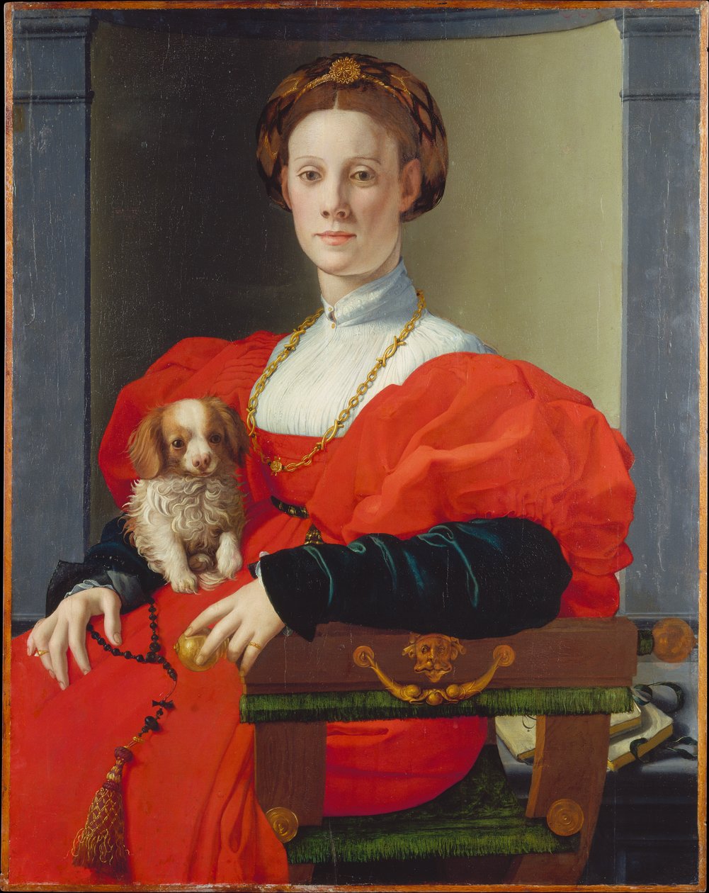 Egy vörösruhás hölgy portréja (Francesca Salviati) alkotó: Agnolo Bronzino