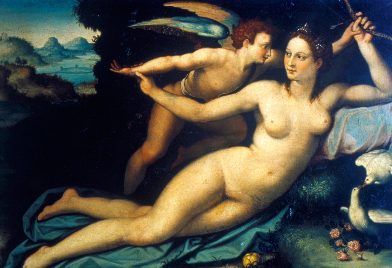 Vénusz és Ámor, 16. század közepe alkotó: Agnolo Bronzino