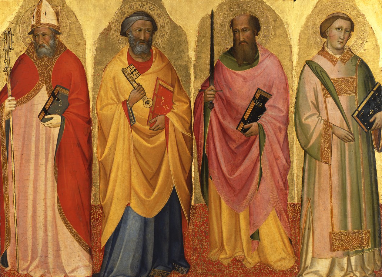 Egy szent püspök / Szent Péter / Szent Pál / Egy szent diakónus alkotó: Agnolo Gaddi