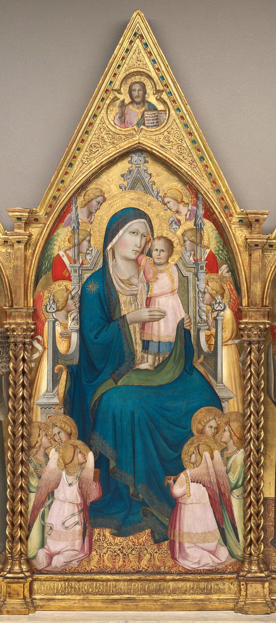 Madonna és gyermeke a tizenkét angyallal és az áldó Krisztussal trónol [középső panel] alkotó: Agnolo Gaddi