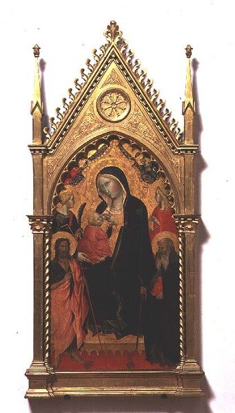 Madonna del Latte szentekkel (tempera, tábla) alkotó: Agnolo Gaddi
