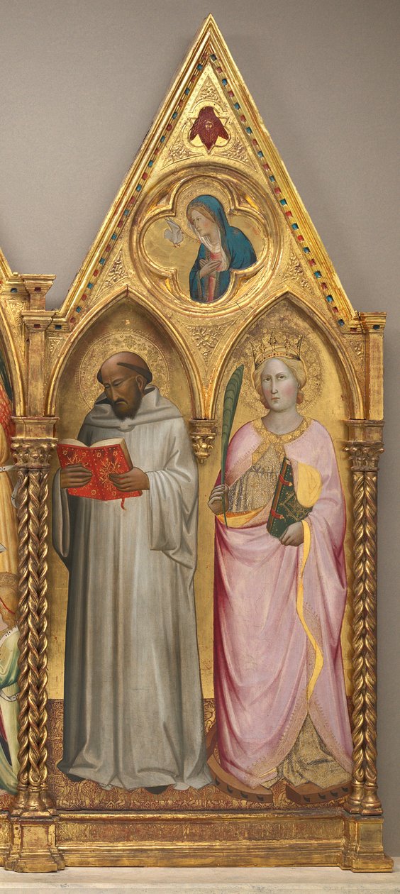 Szent Bernát és Alexandriai Szent Katalin az Angyali üdvözlet Szűzével [jobb oldali panel] alkotó: Agnolo Gaddi