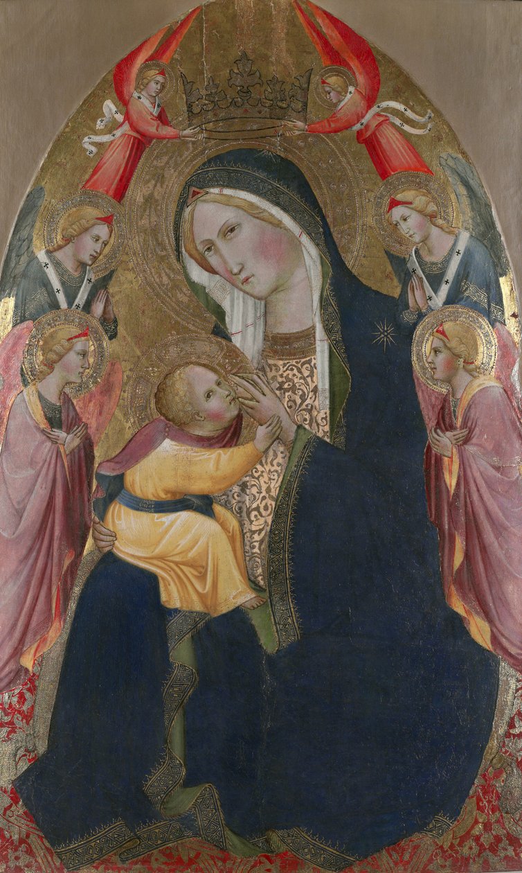 Az alázatosság Madonnája imádó angyalokkal (tempera és aranylevél a panelen) alkotó: Agnolo Gaddi