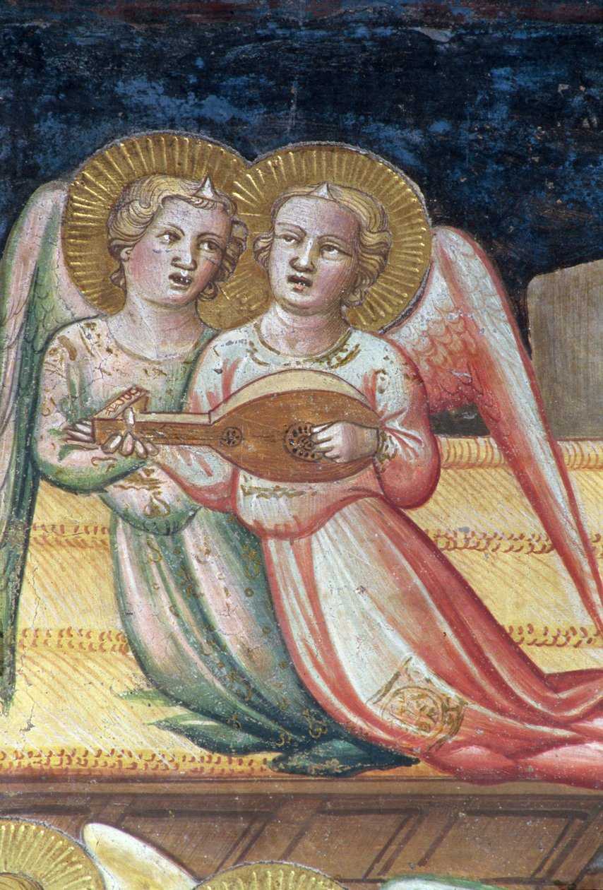 Két muzsikus angyal, egy részlet a Szűz élete és a szent övből, a Szent Öv kápolnájából, 1392-95 alkotó: Agnolo Gaddi