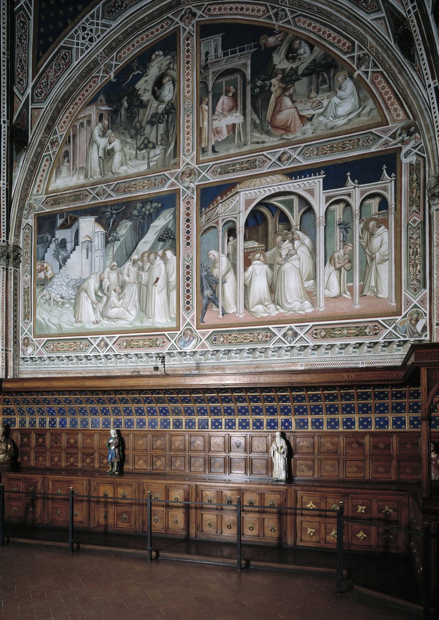A Castellani-kápolna (vagy Sacrament) látványa Agnolo Gaddi (1350-1396) freskóinak díszítése, Nagy Szent Antal életének epizódjai alkotó: Agnolo Gaddi