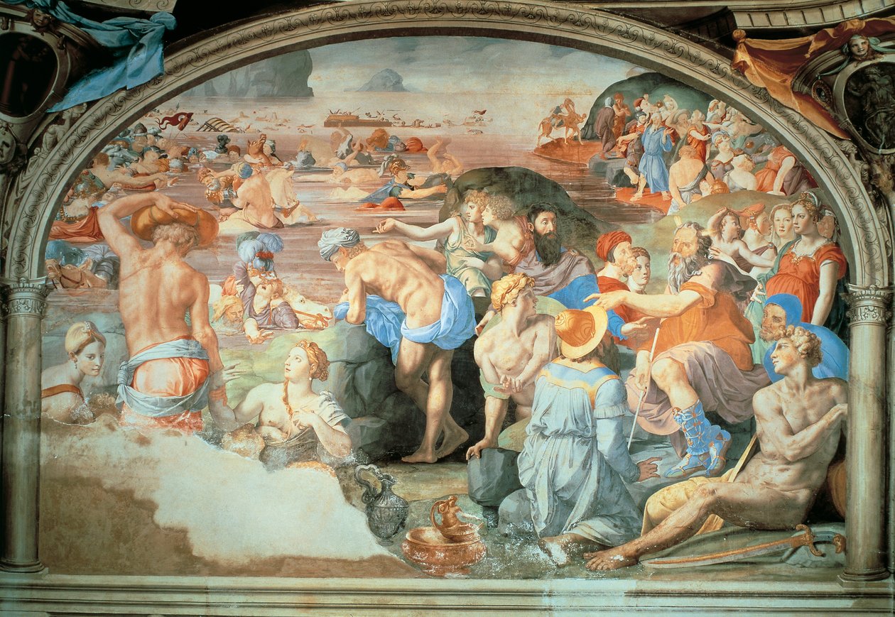 Átkelés a Vörös-tengeren, Agnolo Bronzino (1503-1572) freskója. Palazzo Vecchio, Firenze. Olaszország alkotó: Agnolo Bronzino