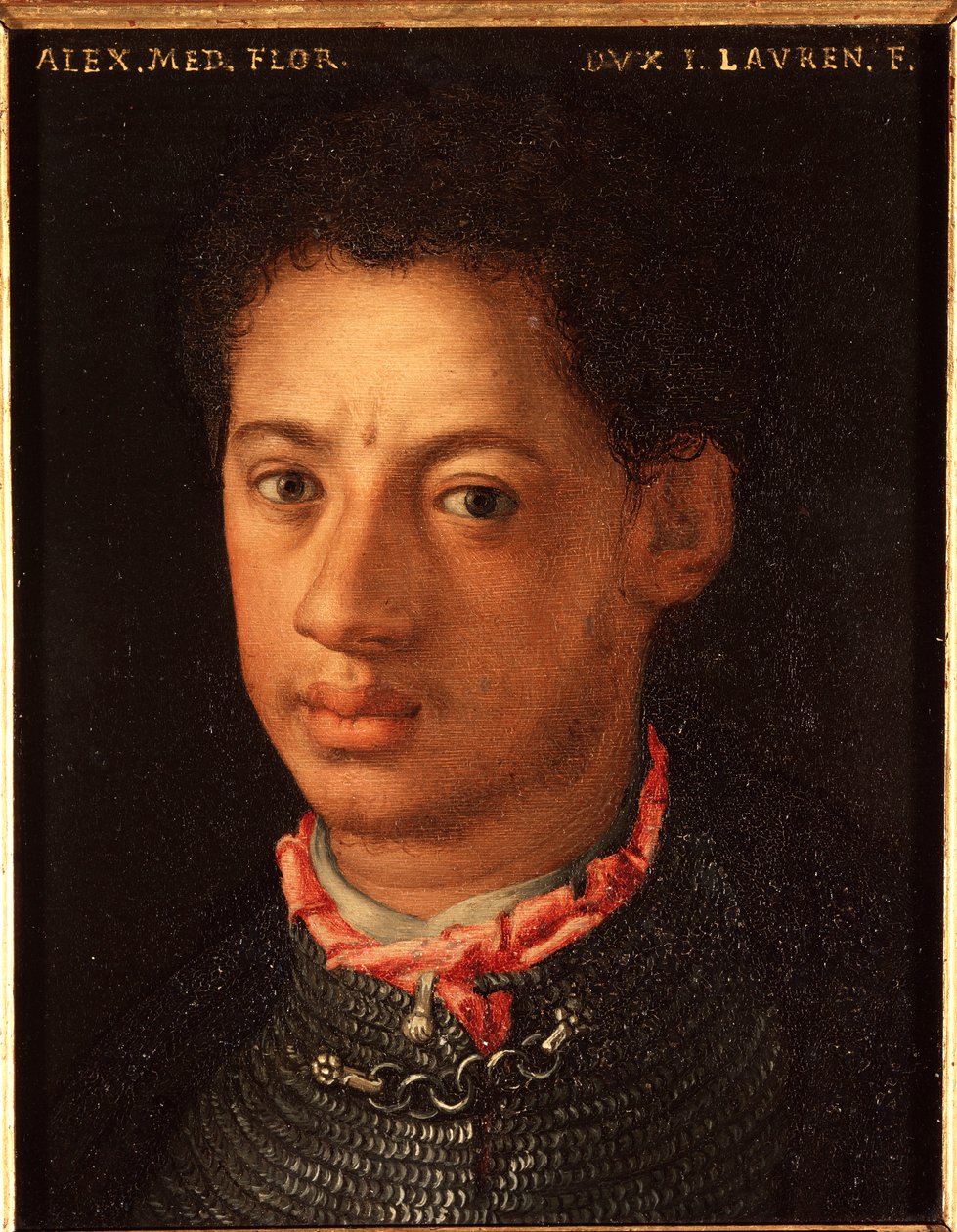 Alessandro de Medici portréja (Mórnak nevezett Medici Sándor) (1510-1572) Firenze hercege Allori Angelo di Cosimo dit Bronzino festménye (1503-1572) 16. század V 15x12 cm Palota Medici-Riccardi (Medici Riccardi) alkotó: Agnolo Bronzino