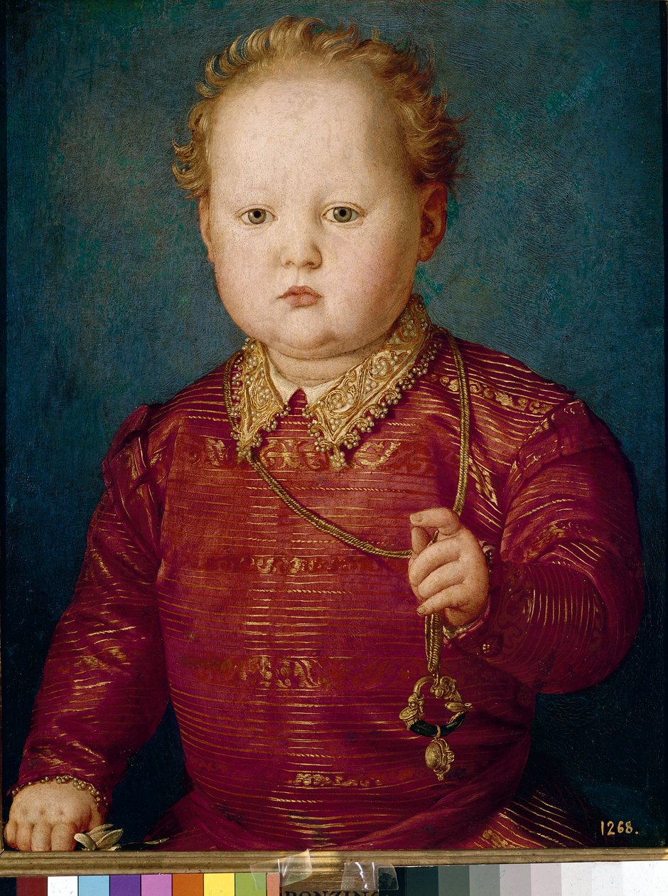 Garcia de Medici gyermekkori portréja (olaj, tábla, 1550 körül) alkotó: Agnolo Bronzino