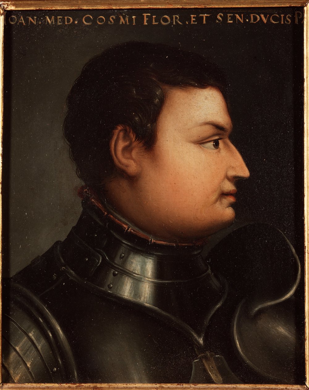 Jean de Medici dit Jean des Bands Noires (Giovanni dalle Bande Nere) portréja (1421-1463) condottiere (olasz condottiero) Allori Angelo di Cosimo dit Bronzino (1503-1572) festménye (1503-1572) 16. századi nap Nap Medici-12 cm-es palota (Medici-R kártya) Ri alkotó: Agnolo Bronzino