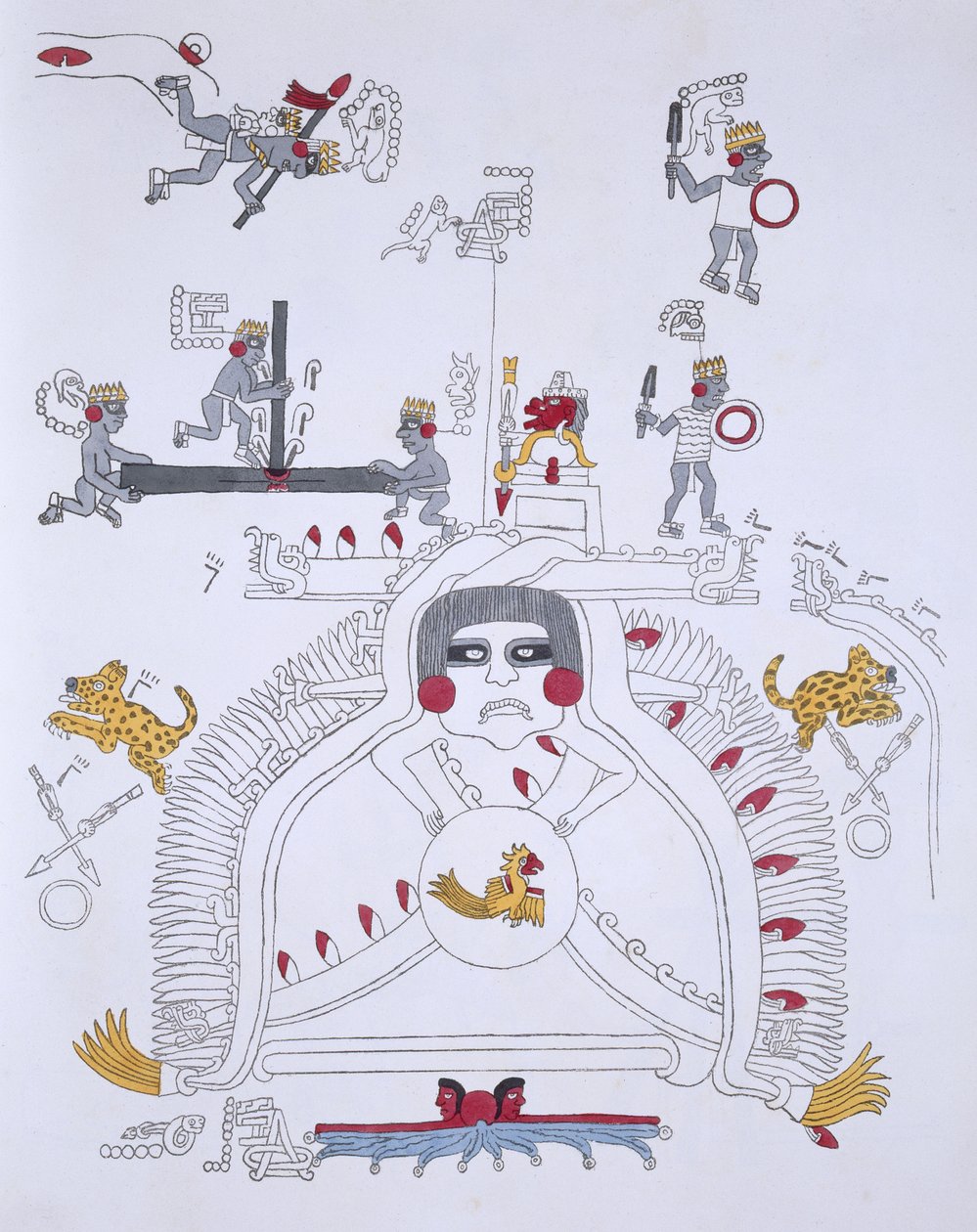 Illusztráció Edward King (1795-1837) Lord Kingsborough "Antiquities of Mexico" című művéből, kiadva 1831-48-ban. alkotó: Agostino Aglio