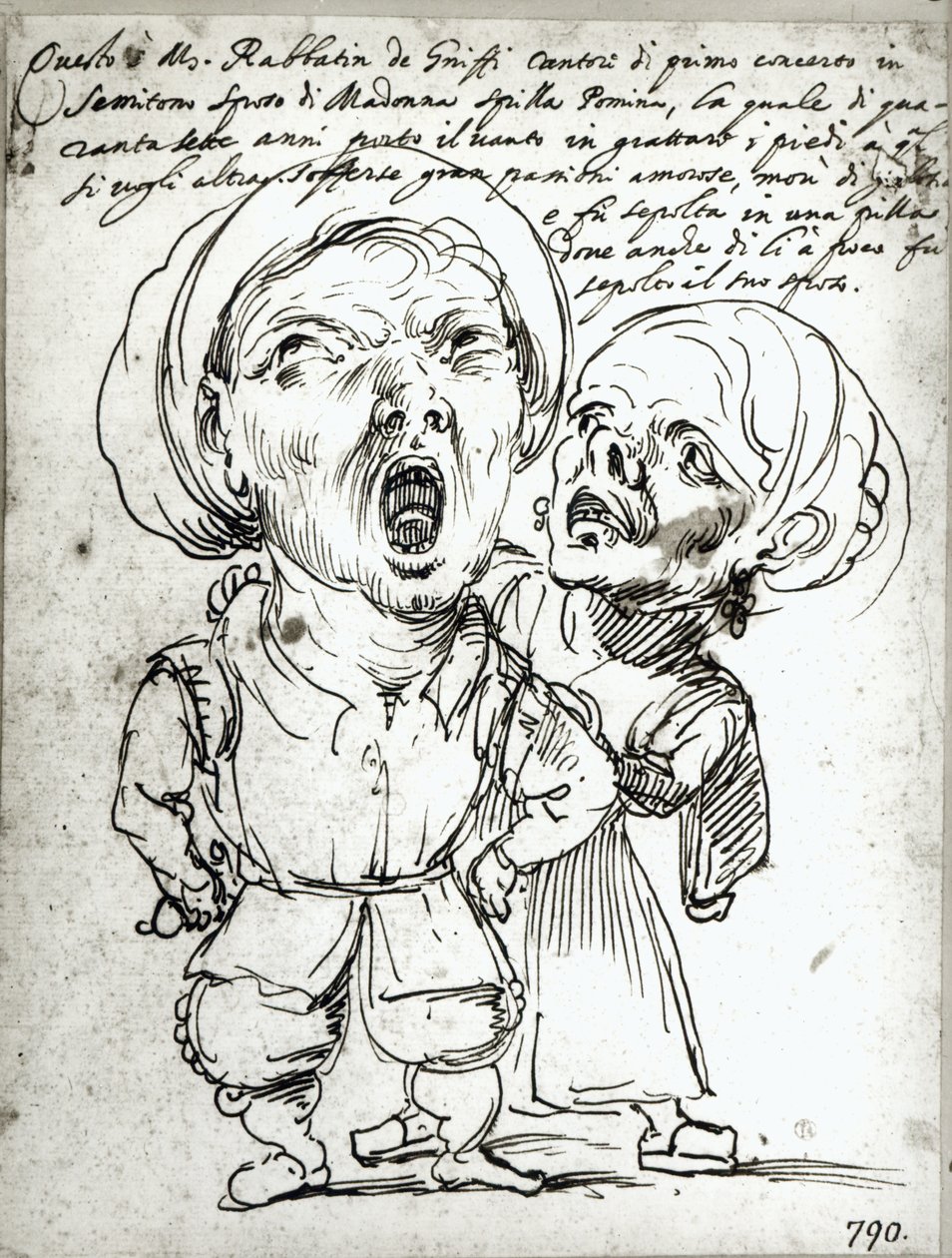 Rabbatin de Griffo és felesége, Spilla Pomona karikatúrája (toll és tinta papíron) alkotó: Agostino Carracci