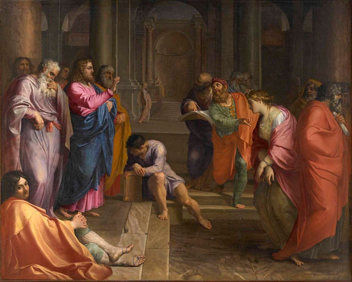 Jézus Krisztus és a házasságtörő asszony Krisztus és a házasságtörő alkotó: Agostino Carracci