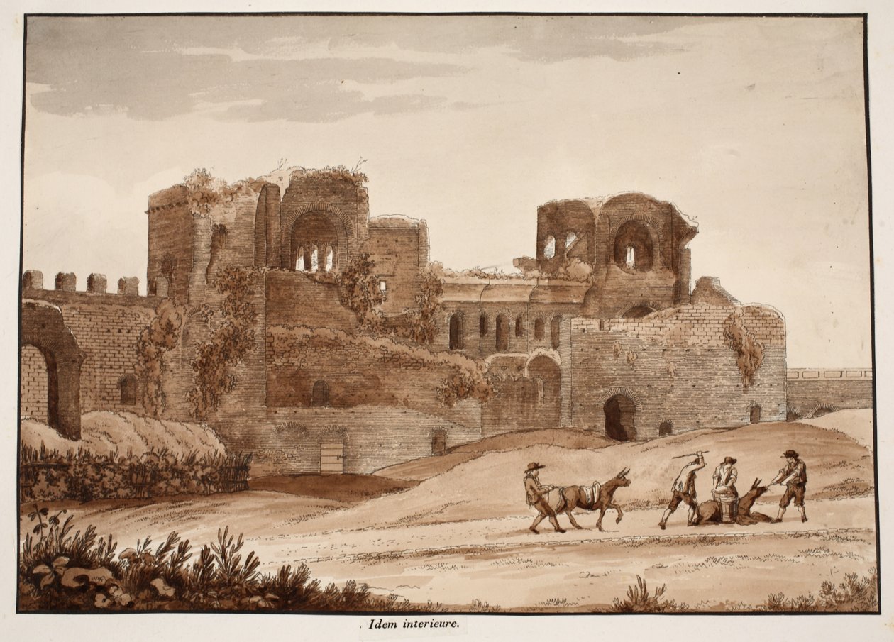 A Porta Asinaria belseje, 1833 (rézkarc barna mosással) alkotó: Agostino Tofanelli