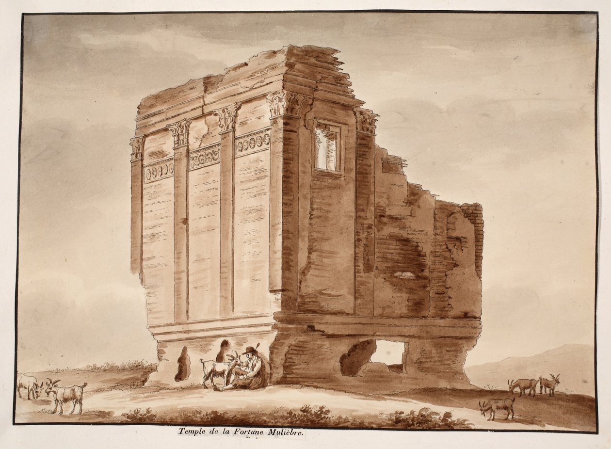 Fortuna Muliebre temploma, 1833 (metszet barna mosással) alkotó: Agostino Tofanelli