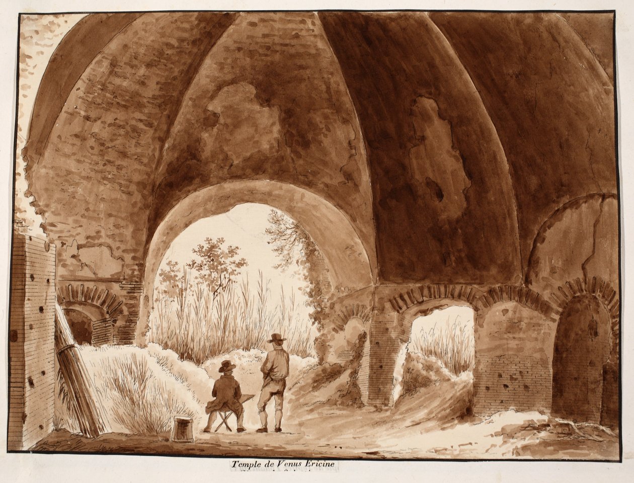 Venus Ericine temploma, 1833 (barna mosással készült rézkarc) alkotó: Agostino Tofanelli