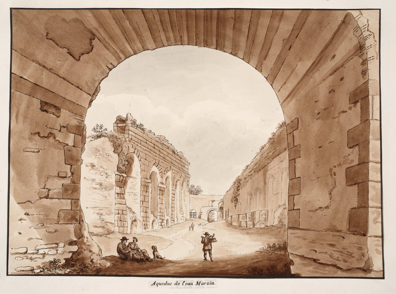 Az Acqua Marcia, 1833 (rézkarc barna mosással) alkotó: Agostino Tofanelli