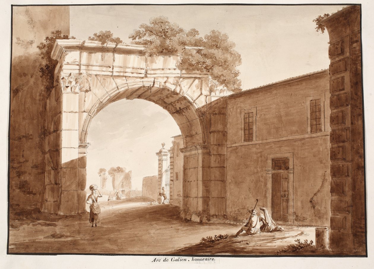 Gallienus boltíve, 1833 (barna mosással készült rézkarc) alkotó: Agostino Tofanelli