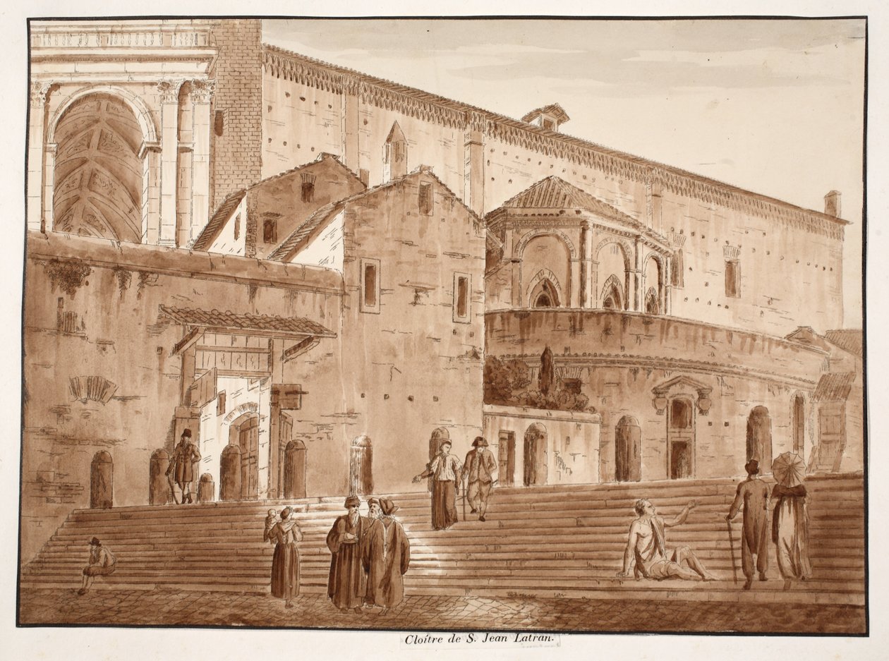 Latrani Szent János kerengője, 1833 (metszet barna mosással) alkotó: Agostino Tofanelli