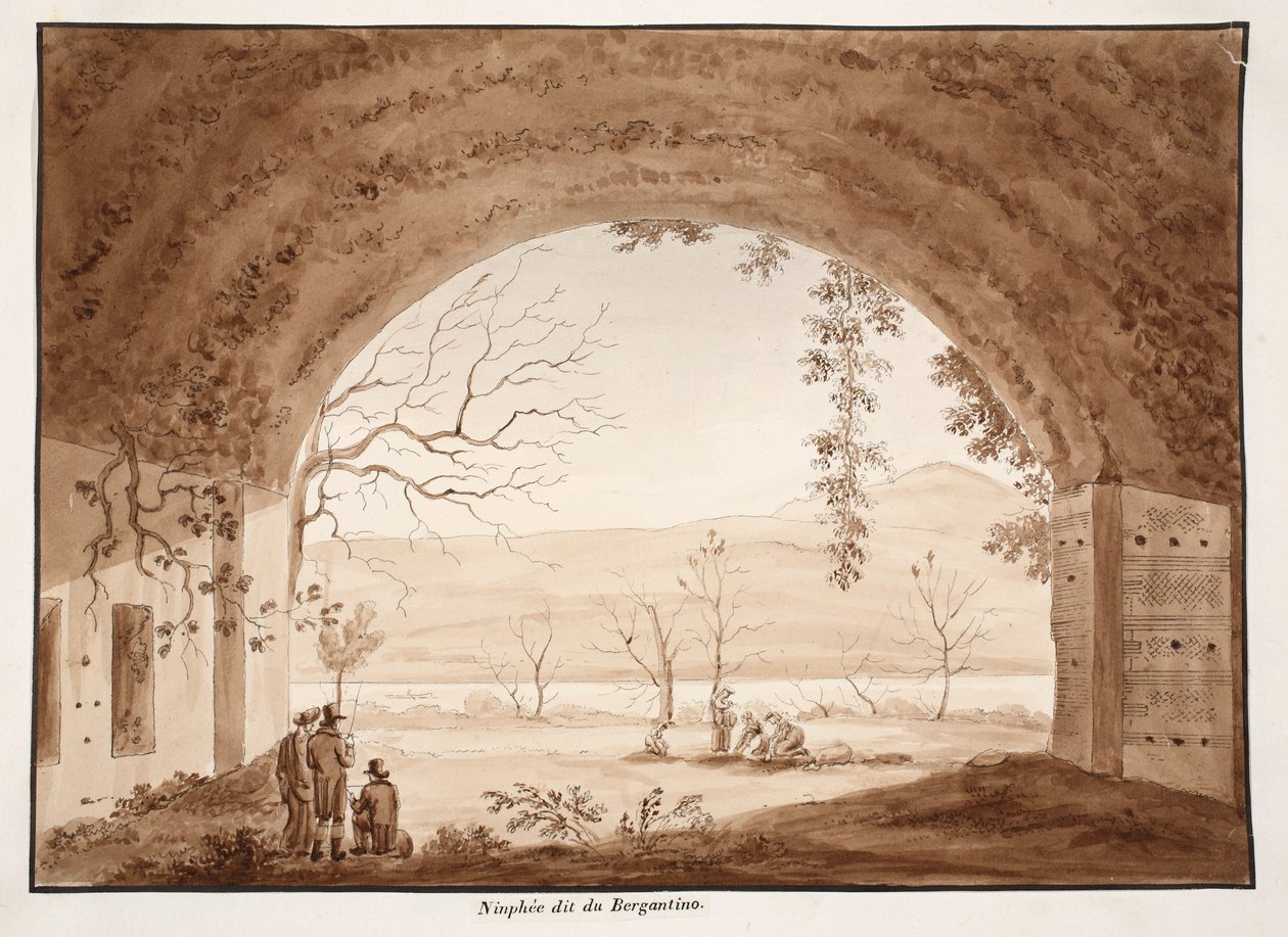 A Ninfeo Bergantino, 1833 (metszet barna mosással) alkotó: Agostino Tofanelli