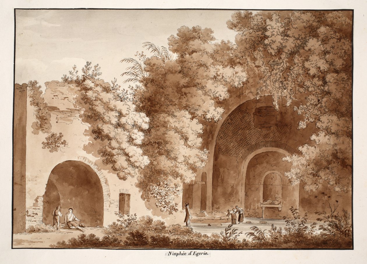 The Ninfeo of Egeria, 1833 (rézkarc barna mosással) alkotó: Agostino Tofanelli