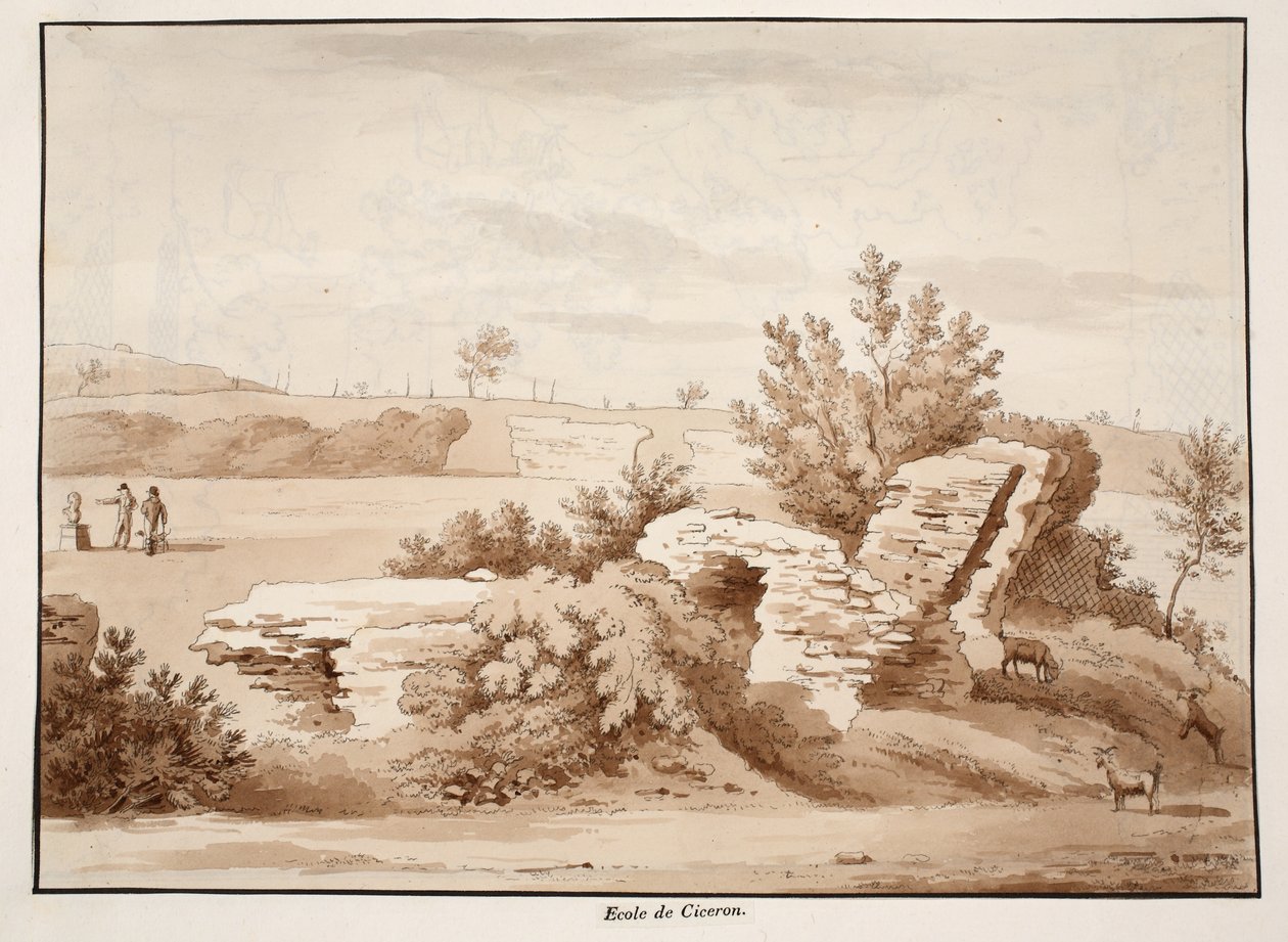 Cicero Iskola, 1833 (barna mosással készült rézkarc) alkotó: Agostino Tofanelli