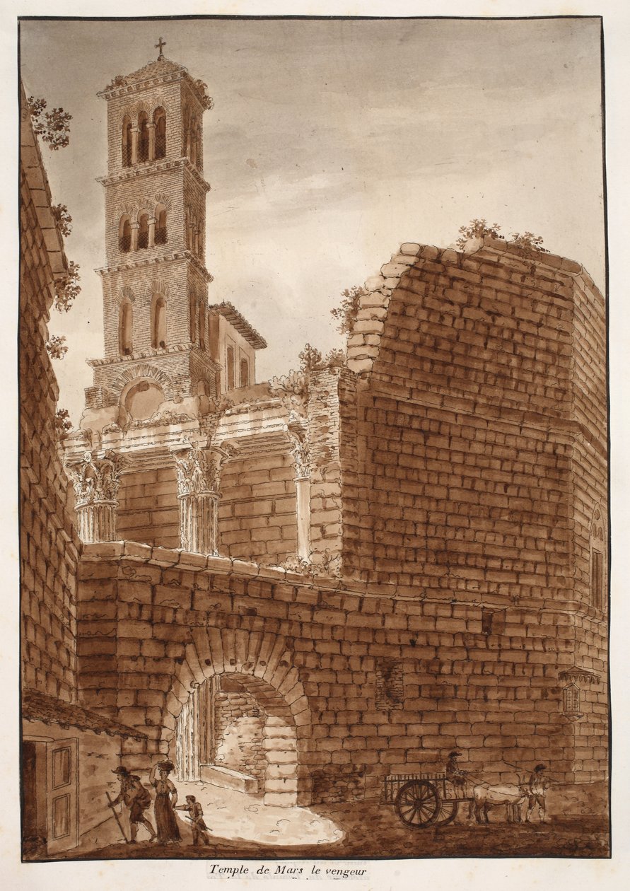 A Mars Ultor temploma, 1833 (barna mosással készült rézkarc) alkotó: Agostino Tofanelli