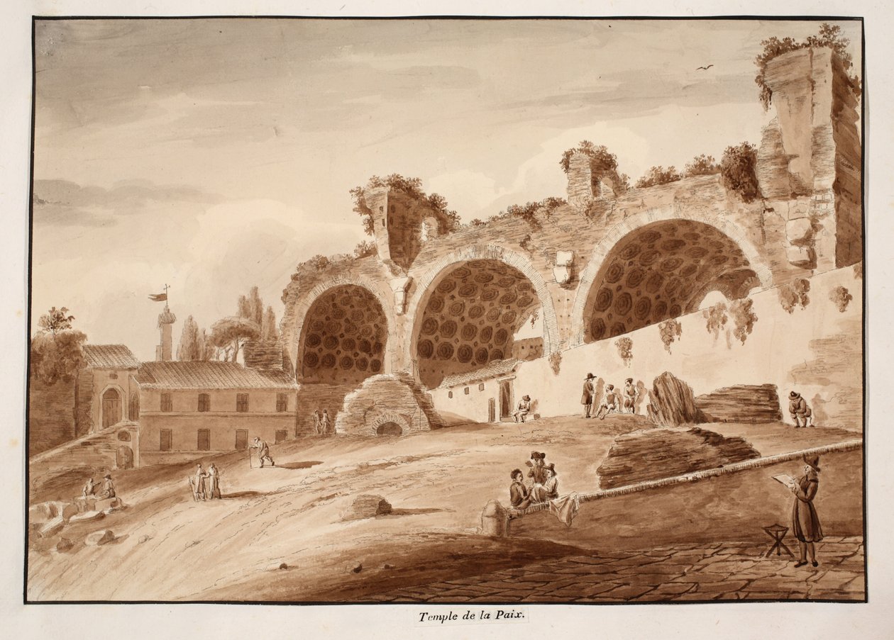 A Béke Temploma, 1833 (barna mosással készült rézkarc) alkotó: Agostino Tofanelli