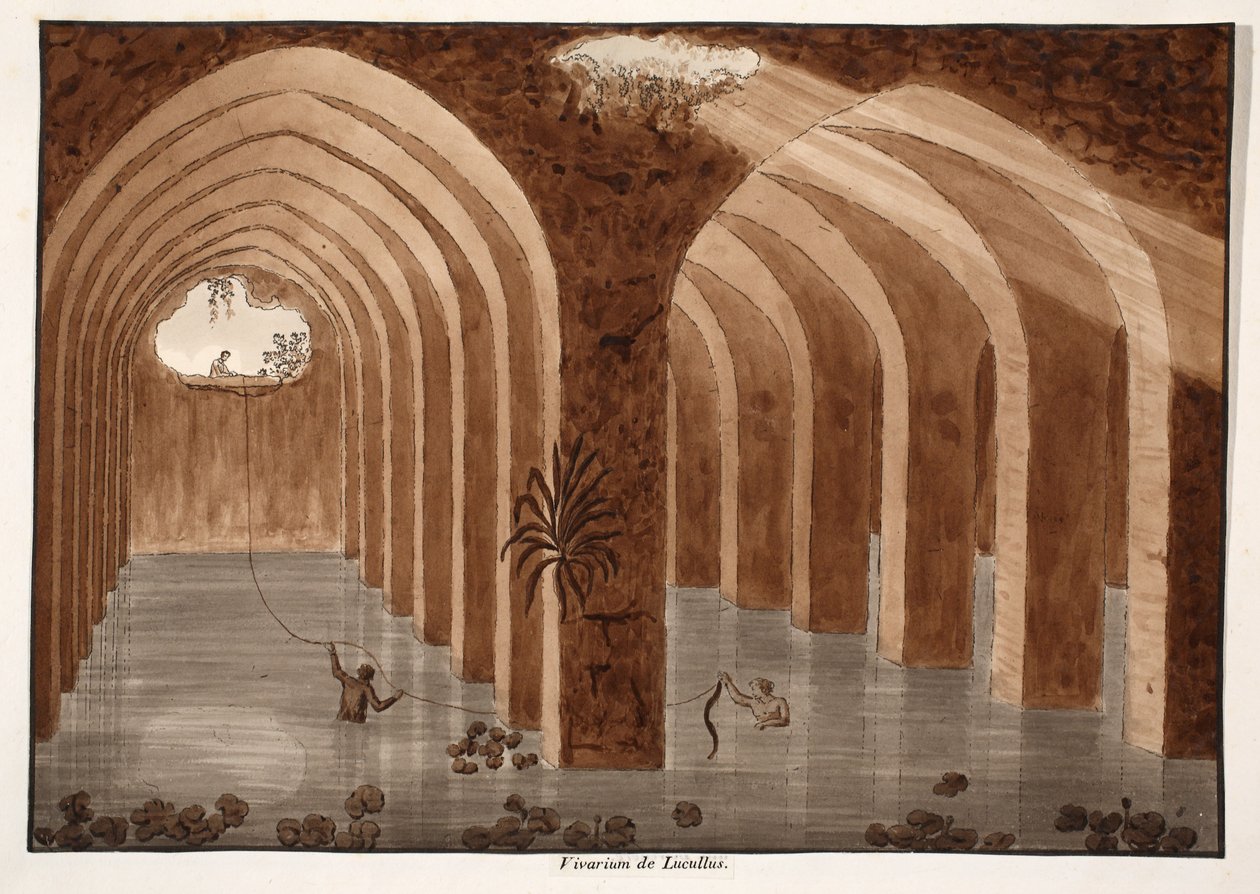 Lucullus Vivariuma, 1833 (metszet barna mosással) alkotó: Agostino Tofanelli