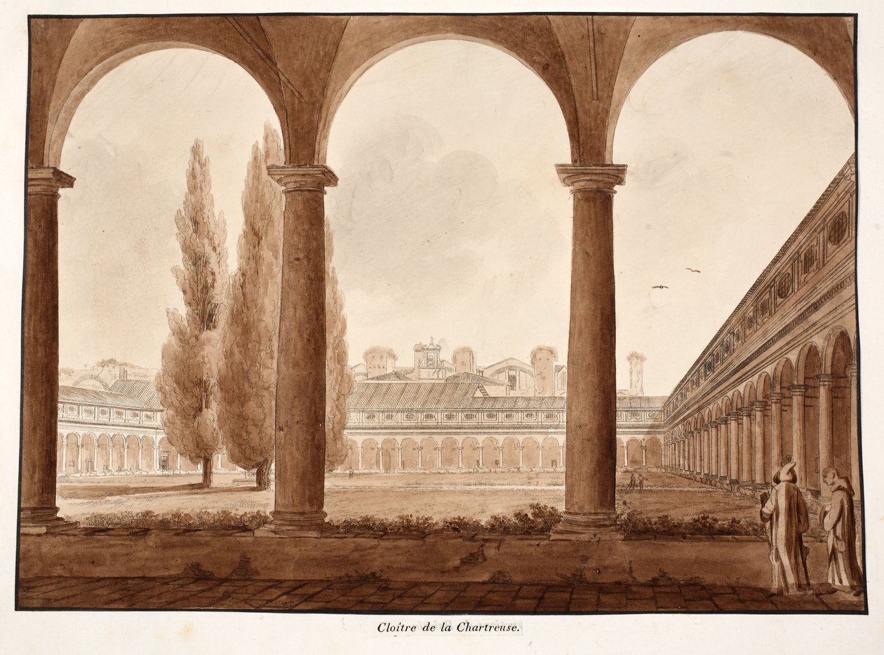 A bérház kolostora, 1833 (barna mosású rézkarc) alkotó: Agostino Tofanelli