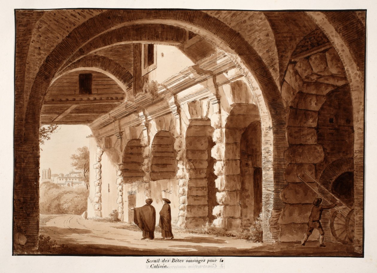 A Colosseum vadállatai, 1833 (metszet barna mosással) alkotó: Agostino Tofanelli