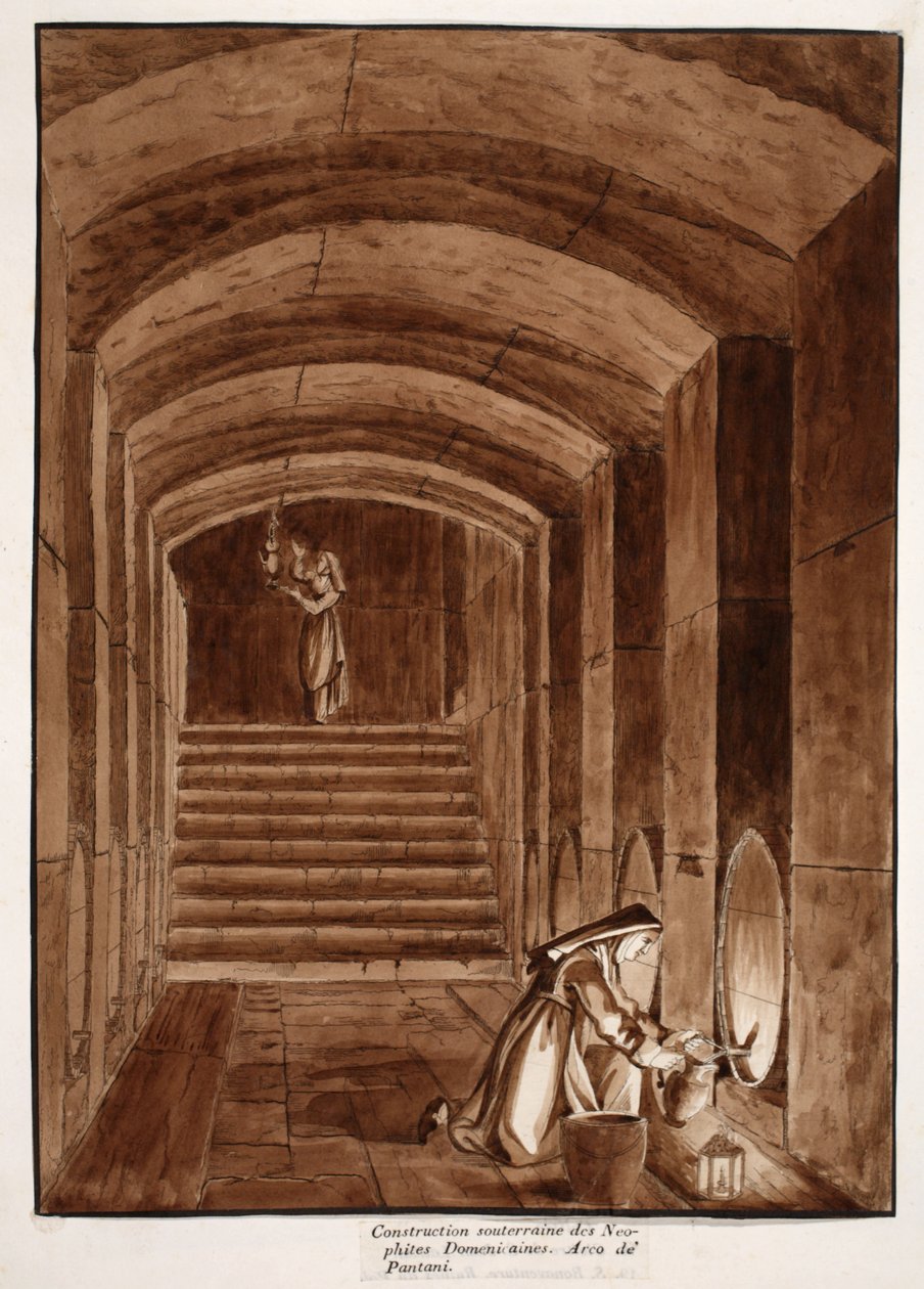 A neofita dominikánus apácák földalatti épülete. Arco dei Pantani, 1833 (rézkarc barna mosással) alkotó: Agostino Tofanelli
