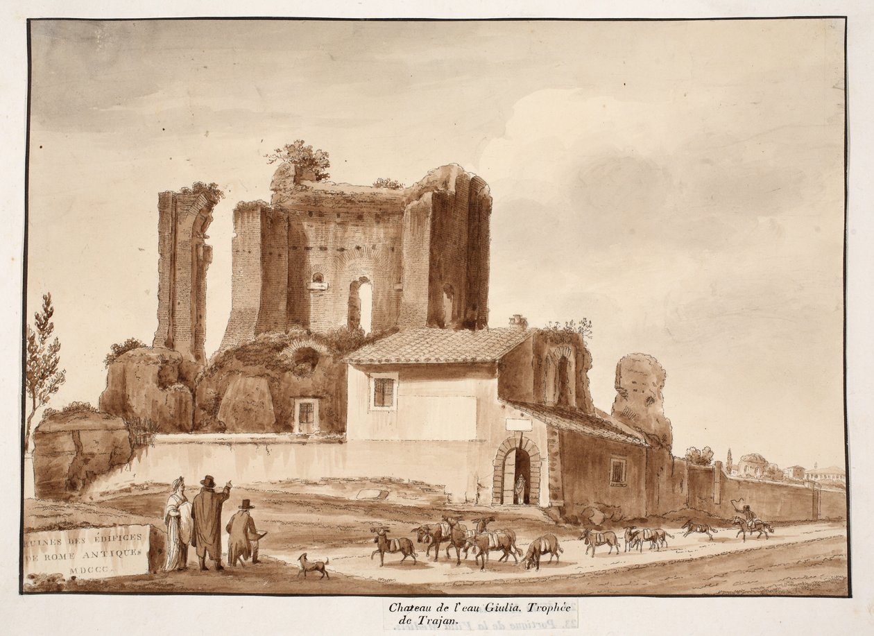 Az Acqua Julia víztornya, 1833 (barna mosású rézkarc) alkotó: Agostino Tofanelli