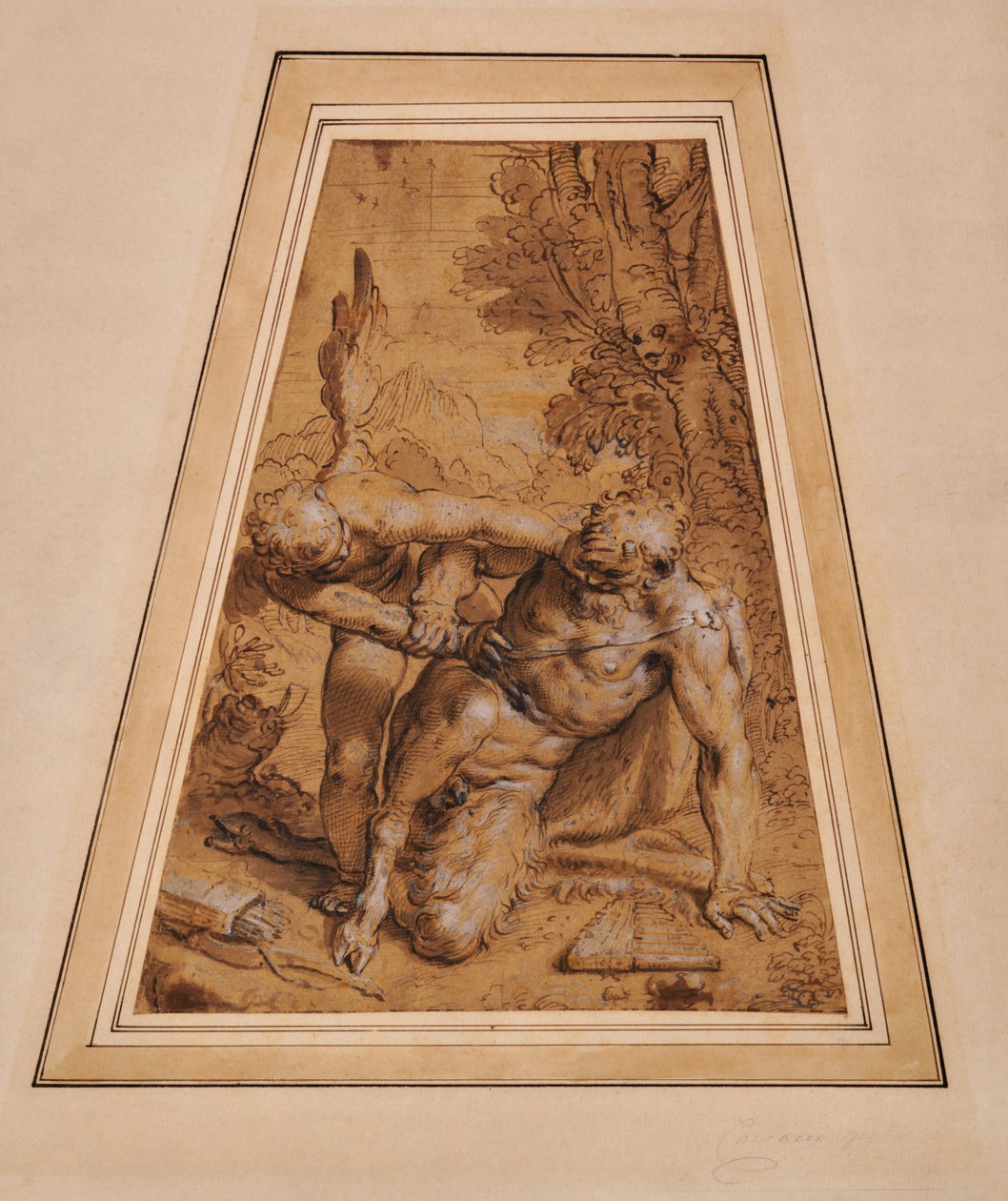 Ámor meghódítja Pánt alkotó: Agostino (attr. to) Carracci