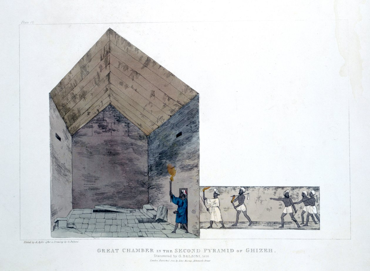 Nagy kamra a gízai második piramisban, Egyiptom, 1820 alkotó: Agostino Aglio