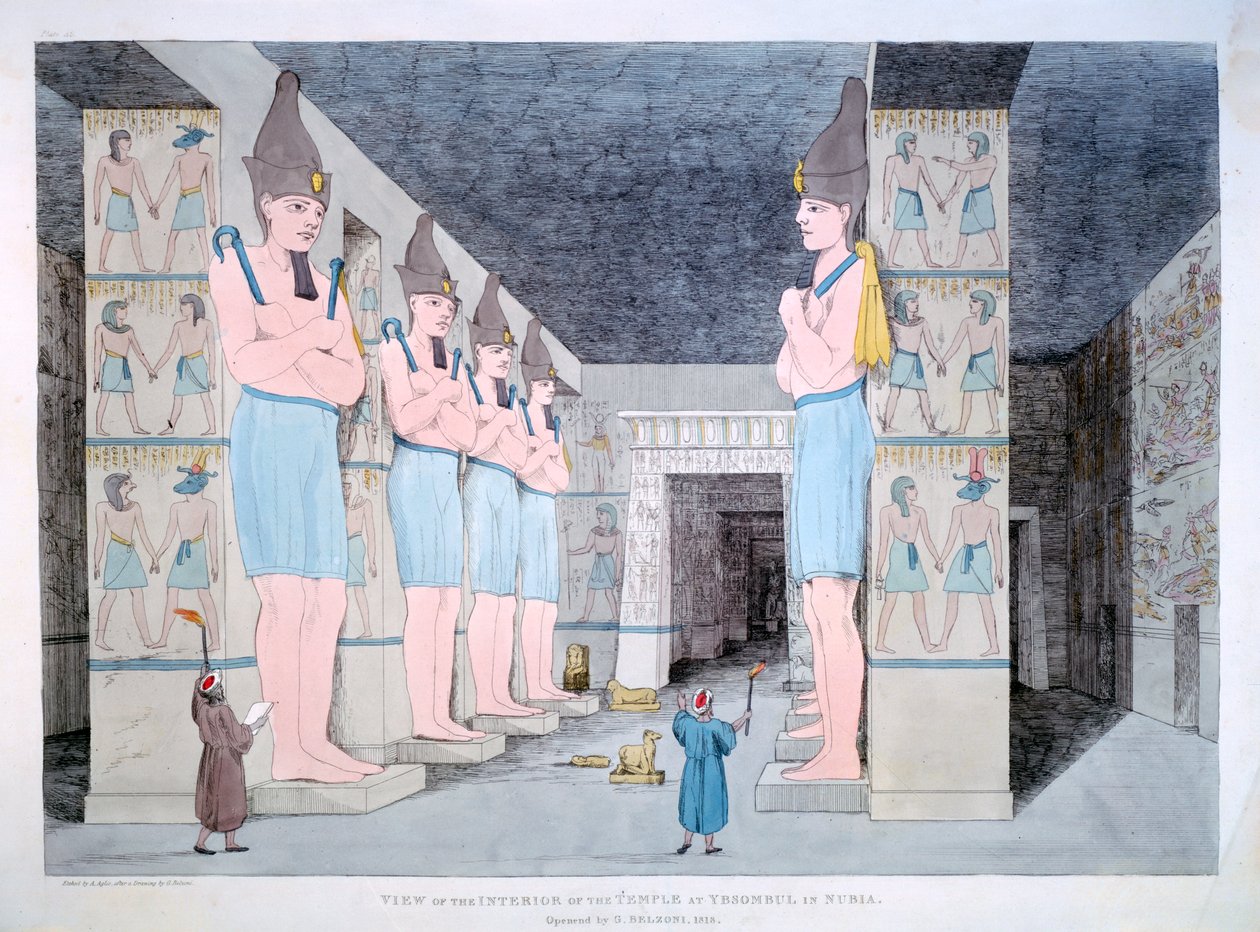 A templom belseje Ybsombulban, Núbiában, 1820 alkotó: Agostino Aglio