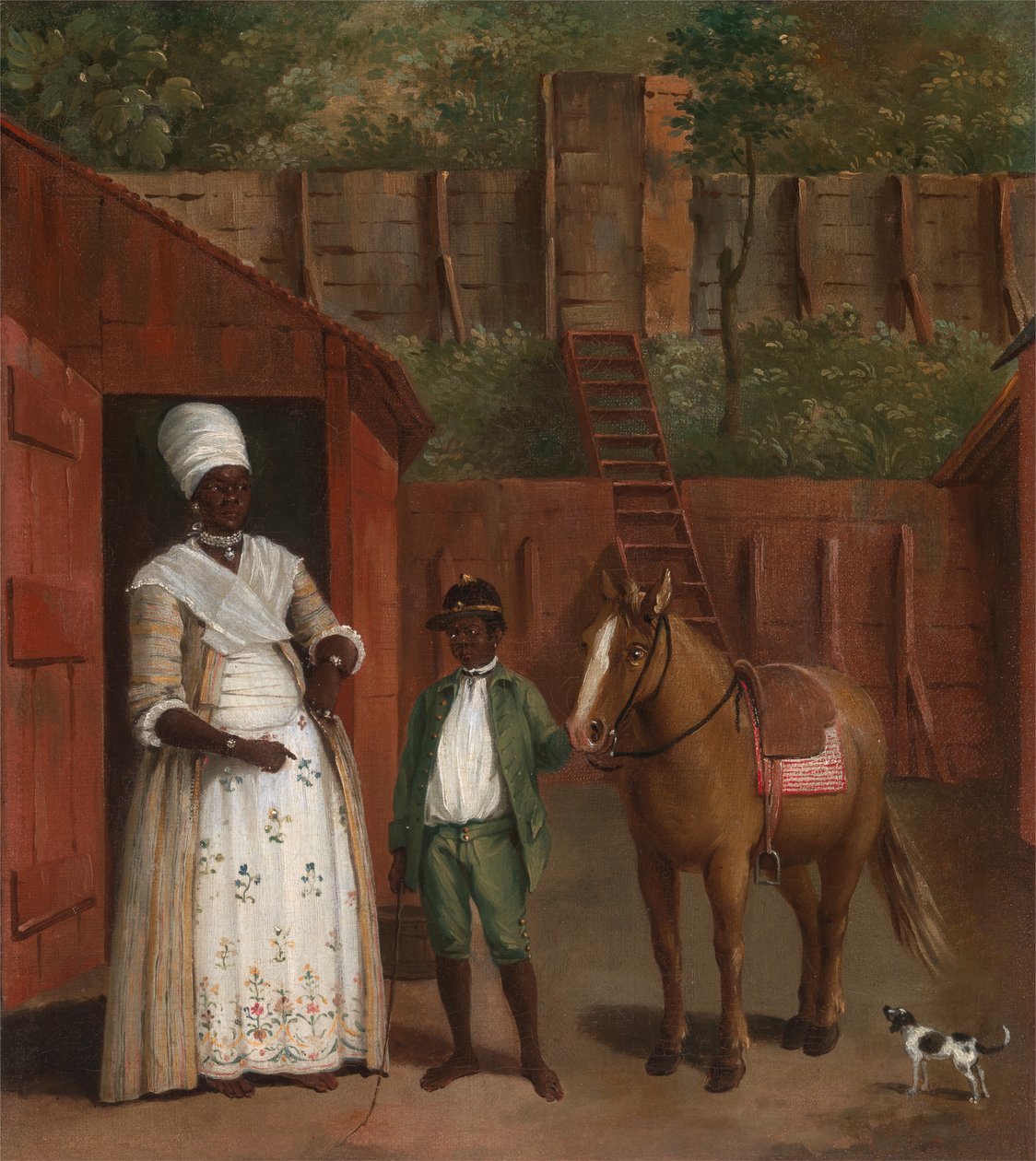 Egy anya a fiával és egy pónival, kb. 1775. alkotó: Agostino Brunias