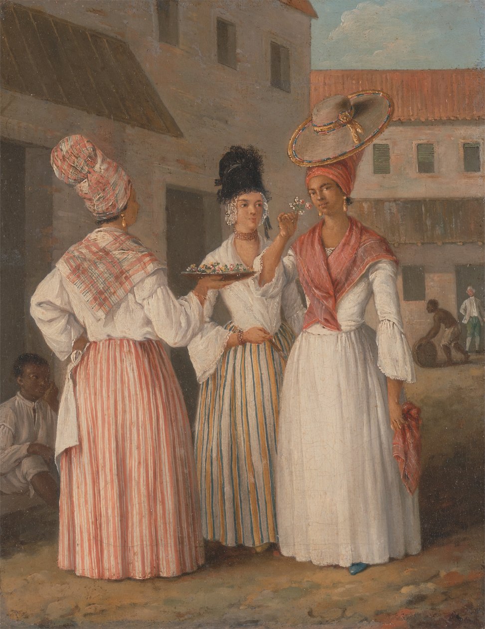 Egy nyugat-indiai viráglány és két másik szabad színes nő, kb. 1769. alkotó: Agostino Brunias
