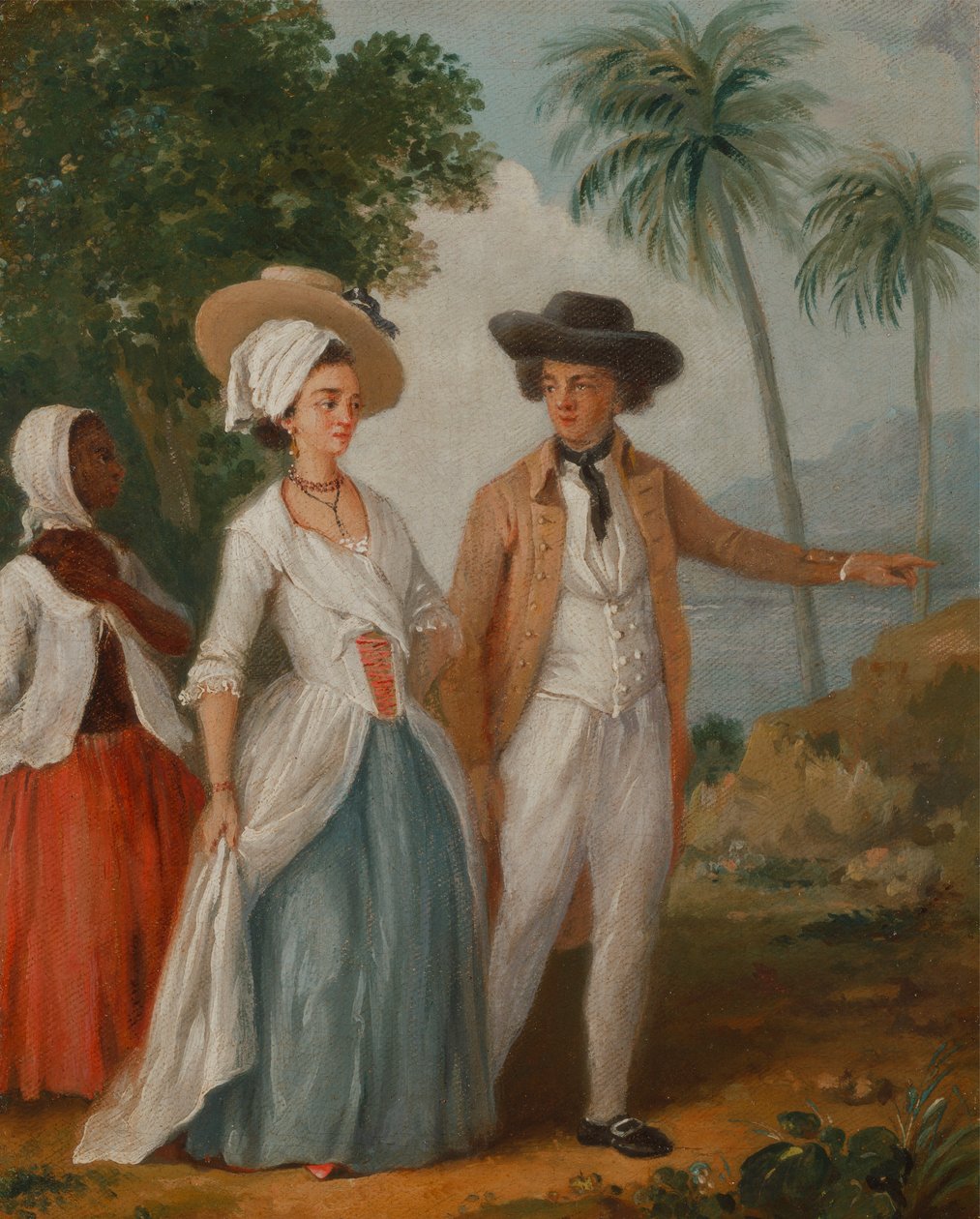 Planter és felesége, egy szolgával alkotó: Agostino Brunias