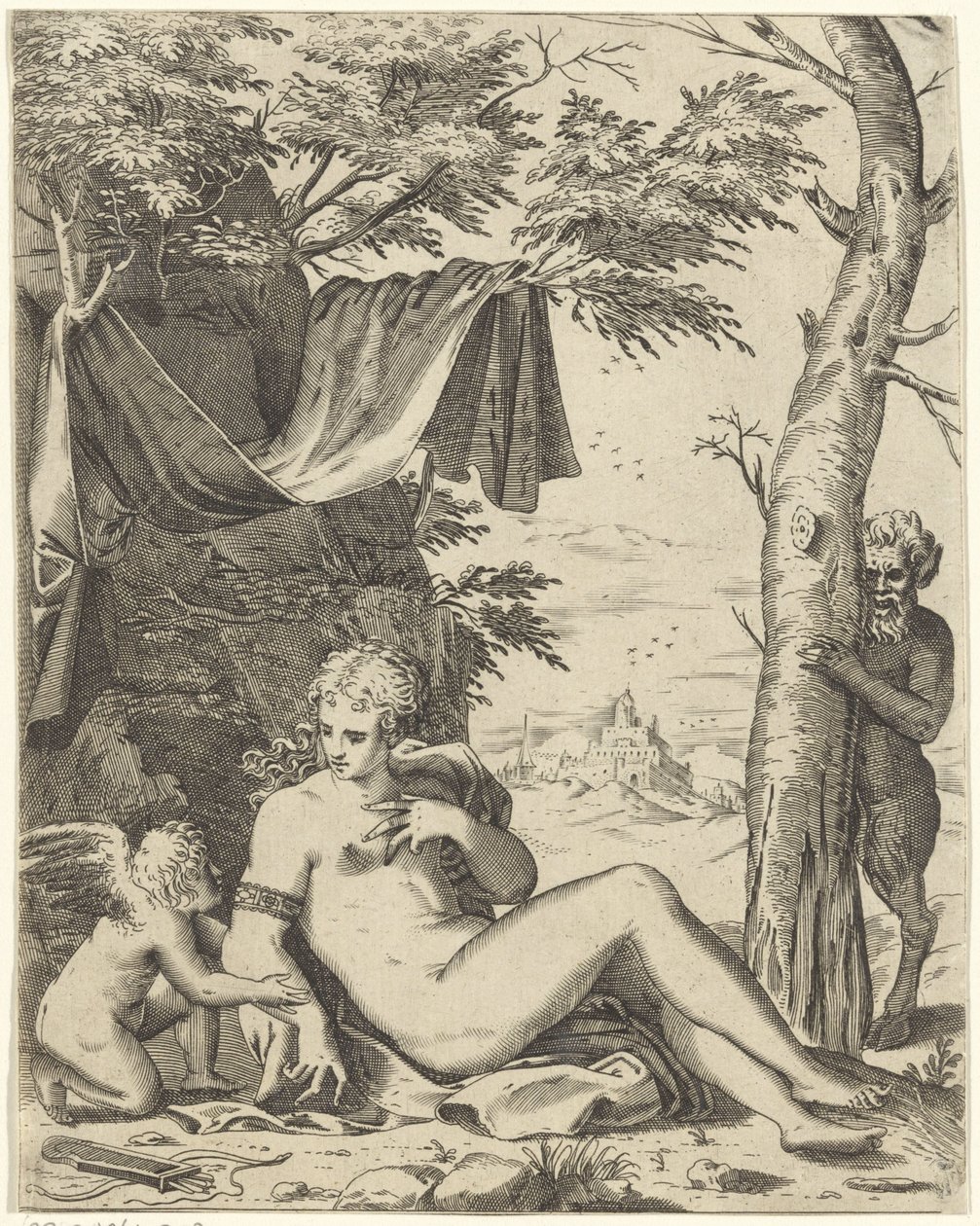 Vénusz, Szerelem a szaterben alkotó: Agostino Carracci (attributed to)