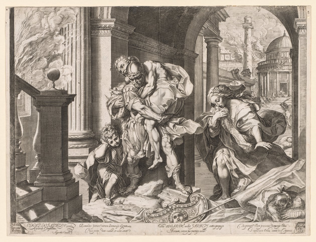 Aeneas és családja Trójából menekülve alkotó: Agostino Carracci